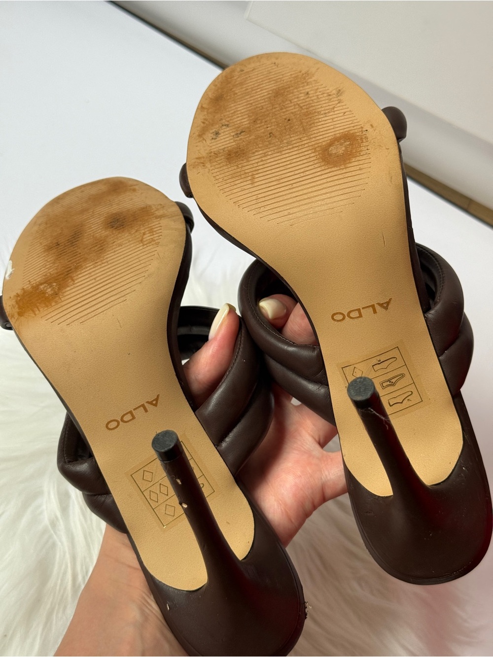ALDO Women's Brown Padded-Strap Heels Sandals Size 7.5-8 Used Great Condition - Picture 7 of 8
